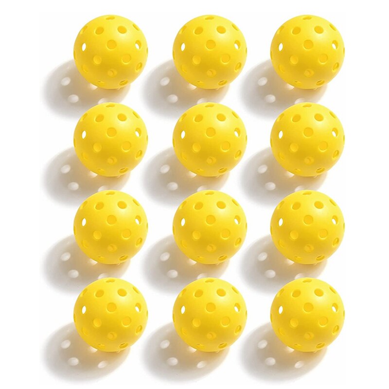 12Pcs Pickleball Ballen Outdoor 40 Gaten Voor Pickleball Sport Training High-Vis Optic Pickleballs Standaard Picklball Accessoires: 12pcs Yellow