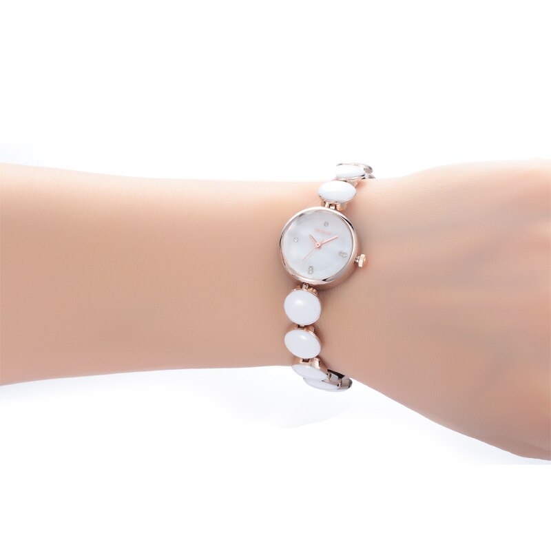 Weiqin Vrouwen Horloge Luxe Witte Riem Dameshorloge Stijlvolle Elegante Quartz Armband Horloge Vrouwen Montre Femme Eenvoudige