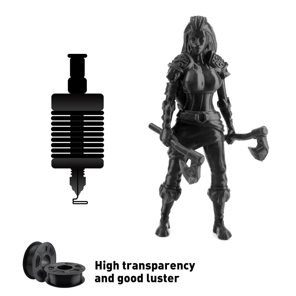 Hiprecy PETG 3D Printer Filament 1.75mm Dooling Material Black Color PETG 3D Filament Consumables 1KG/2.2LBS