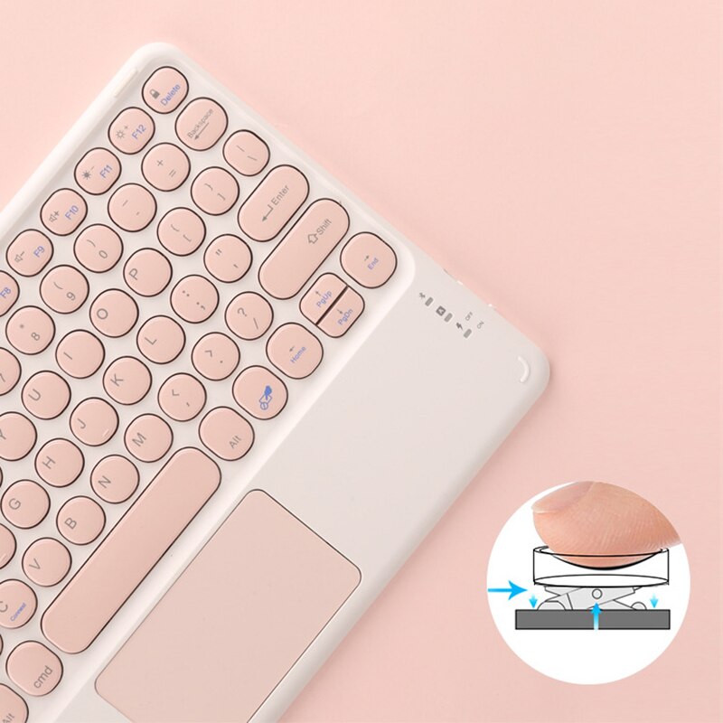 EAOR Portable Bluetooth Keyboard with Touchpad for iPad Tablet Laptop Mute Cute Wireless Keyboard Mouse Combos for Android iOS