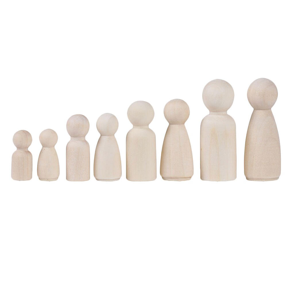 12 Pieces/Set Wooden People Peg Doll DIY Crafts Little Child Man Lady Couple