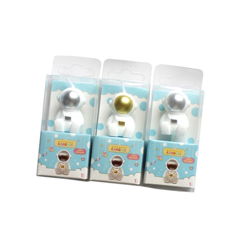 Vela de astronauta espacial, decoración para tarta de de cumpleaños para niños y niñas, velas de dibujos animados de nave espacial, Decoración de Pastel para el hogar