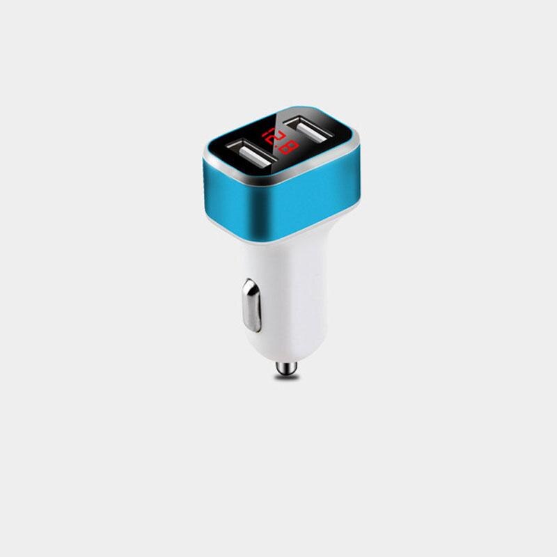 Dual Usb Car Charger Snelle Mobiele Telefoon Oplader 12/24V Plug Power Glow Adapter Mobiele Telefoon Autolader: blue