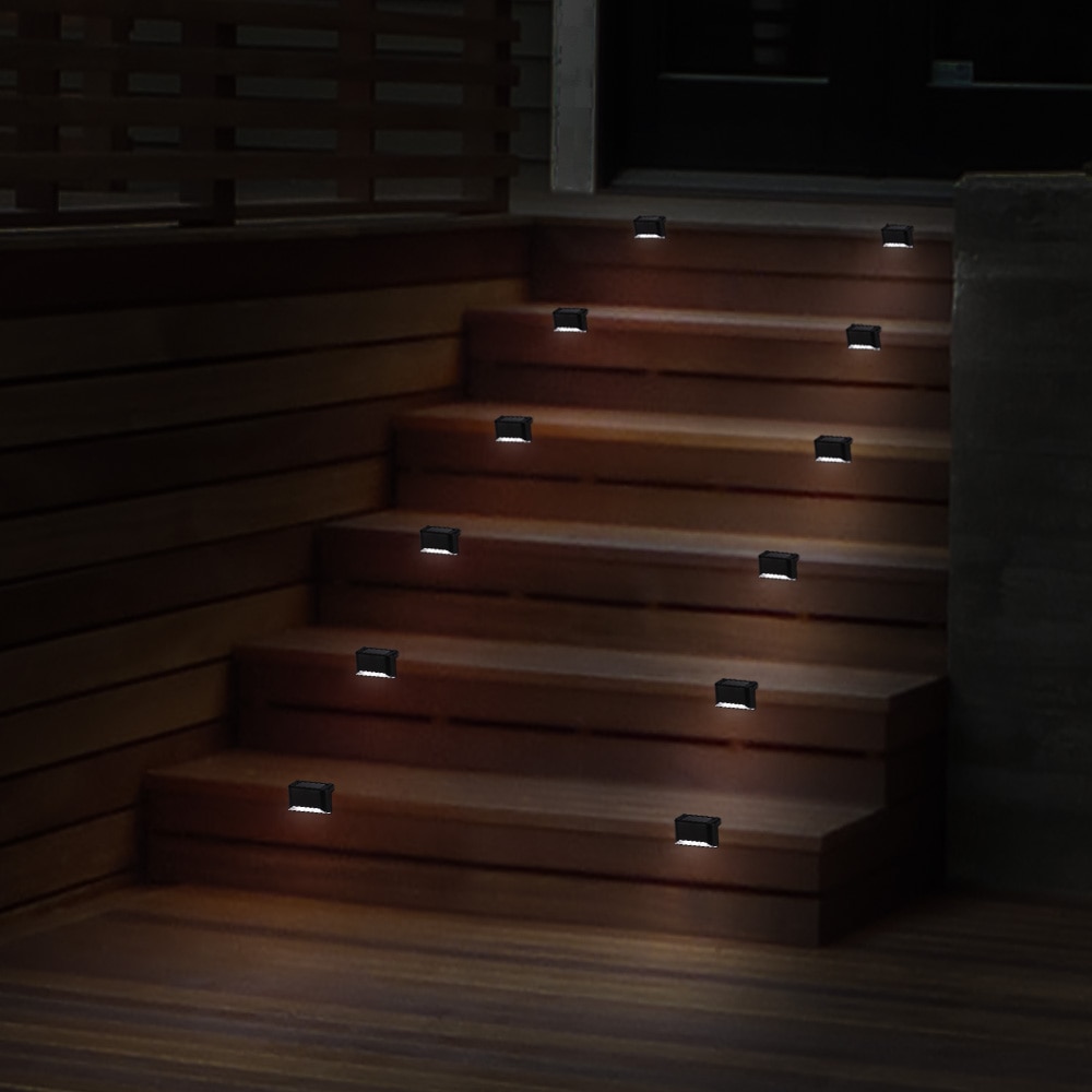3/10 stk lyssensor solar trin lys trappe lys dæk rækværk lampe udendørs sikkerhedsbelysning til gård hegn terrasse stier gangbro