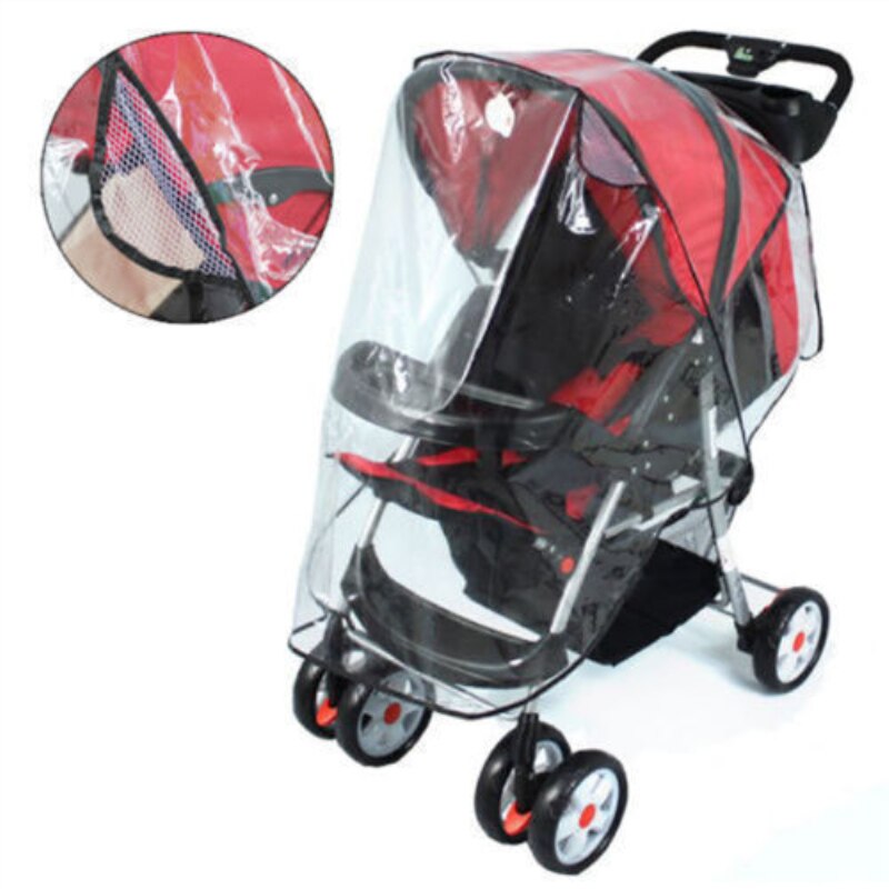 Wandelwagen Regenhoes Universele Maat Transparante Waterdichte Wind Dust Shield Rits Open Voor Kinderwagens Regenjas