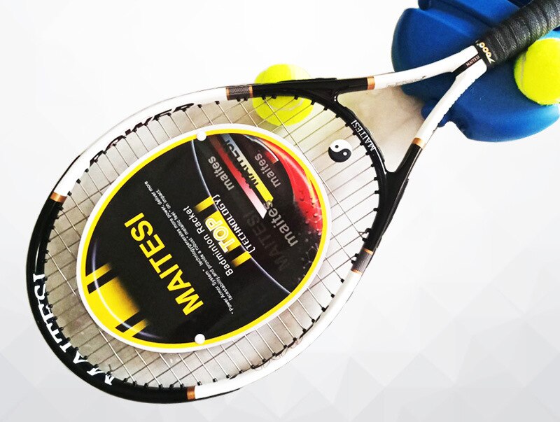 Tennisracket Carbon Tennisrackets Met Tenis Tas Grip Mannen Vrouwen Training Beginners Padel Raqueta Raquete: Black