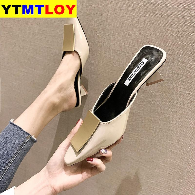 Sommer Frauen Sandalen Hochzeit Schuhe Braut Spitz Frau Hausschuhe Niedrigen Fersen Kleid Schuh alias mujer Zapatos Mujer Grün