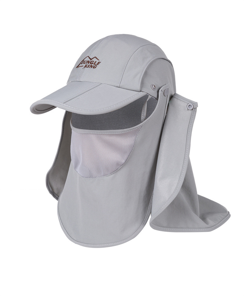 JUNGLE KING – chapeau de pêche unisexe, casquette de Protection solaire en plein air avec couvercle à rabat amovible pour le cou, pour la randonnée, MZ45,: Light Grey