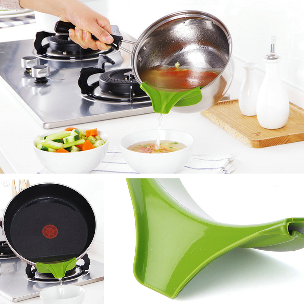 Silicone Anti-déversement sans lacet Pour entonnoir à bec verseur Pour casseroles et bols et Pots accessoires d'outils de cuisine à domicile