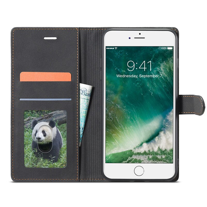 til iphone 8 -deksel snu årgang telefondeksel på iphone 8 Plus-deksel magnetisk lærveske til iphone 8 8 Plus-deksel coque funda