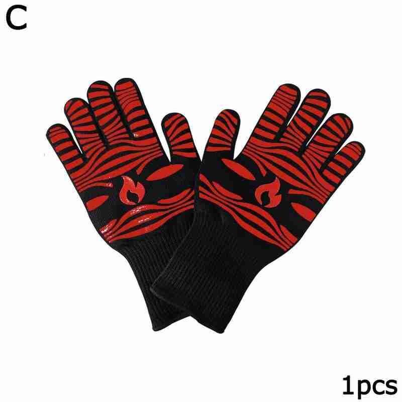 Guantes de cocina para parrilla y barbacoa, resistentes al calor extremo, guantes de soldadura para horno para barbacoa, utensilios de cocina resistentes al calor, 1 pz: C