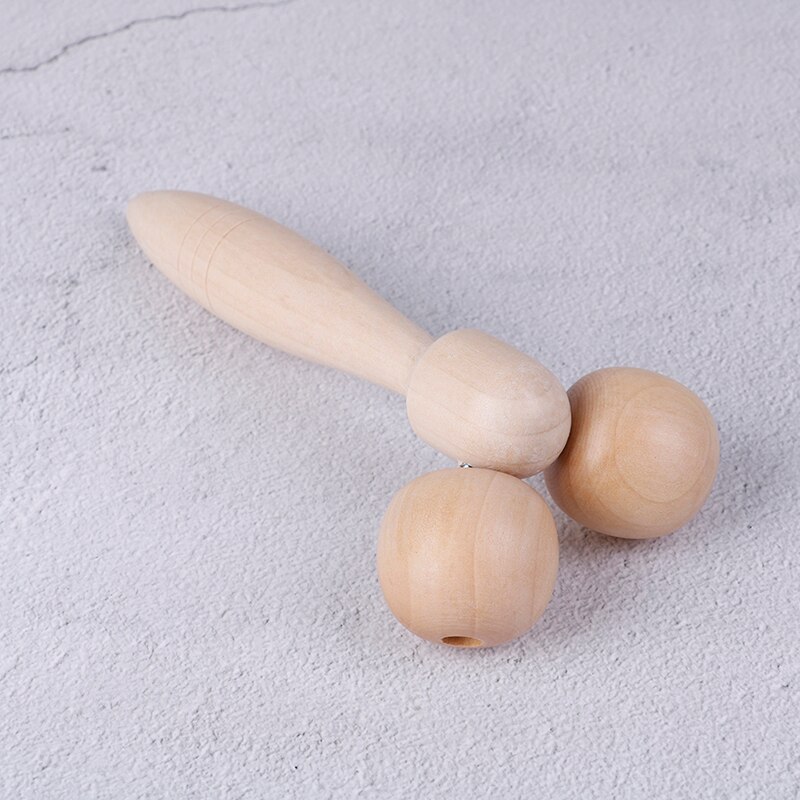 Rodillo de madera para estiramiento facial, masajeador relajante para cuello y barbilla, herramientas de adelgazamiento, Color madera primario: Marfíl