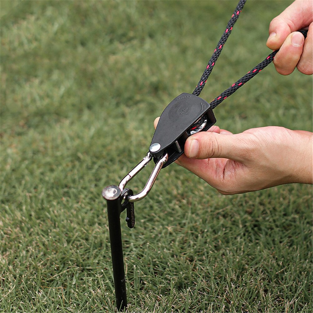4 Uds cuerda de la tienda del viento tensor polea ajustable con mosquetón para Camping y senderismo Nylon para exterior cuerda Cierre de tapón tensor