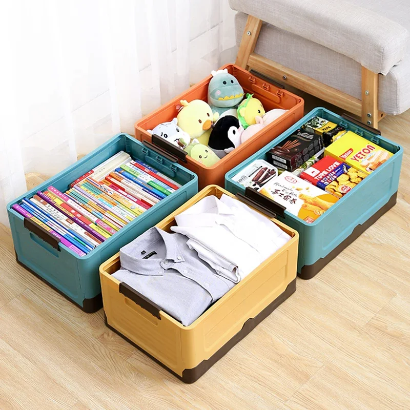 Caja de almacenamiento plegable, contenedor organizador plegable multifunción, almacenamiento de artículos diversos de plástico, caja organizadora de suministros con tapa, 1 Uds.