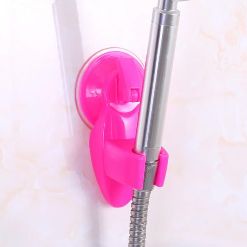 Bathroom Plastic Strong Suction Cup Wall Mounted Shower Head Bracket Holder Seat: Rose Red