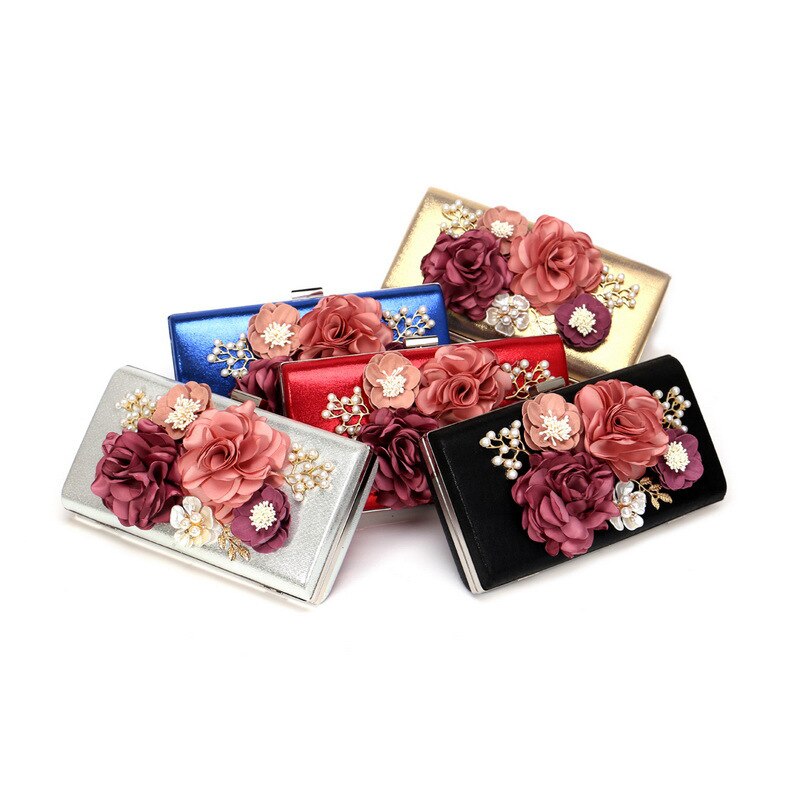 Hochzeit Party Abend Taschen Frauen Blume Kleine Schild Kupplungen Mit Kette Schulter Dame Hülse Perlen Geldbörse Handtaschen