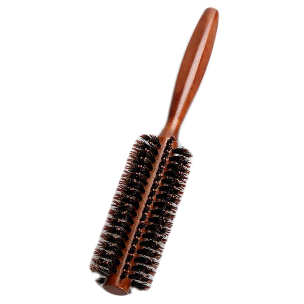 6 Types Straight Twill Hair Comb Natural Boar Bristle Rolling Brush Round Barrel Blowing Curling DIY Hairdressing Styling Tool: white