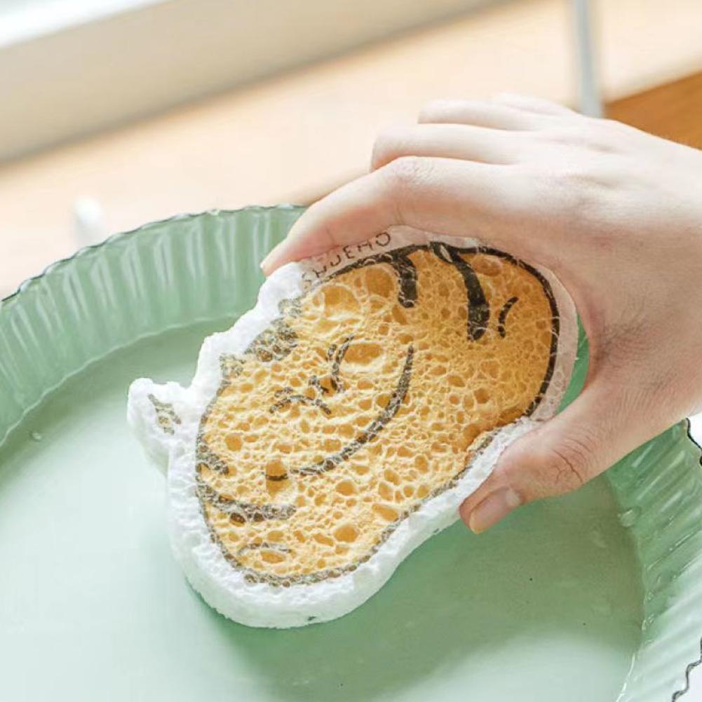 Cartoon Houtpulp Vezels Non-stick Olie Keuken Rag Multi-Functionele Afwassen Keuken Doek Cleaning Schuren Thuis sp X8V4