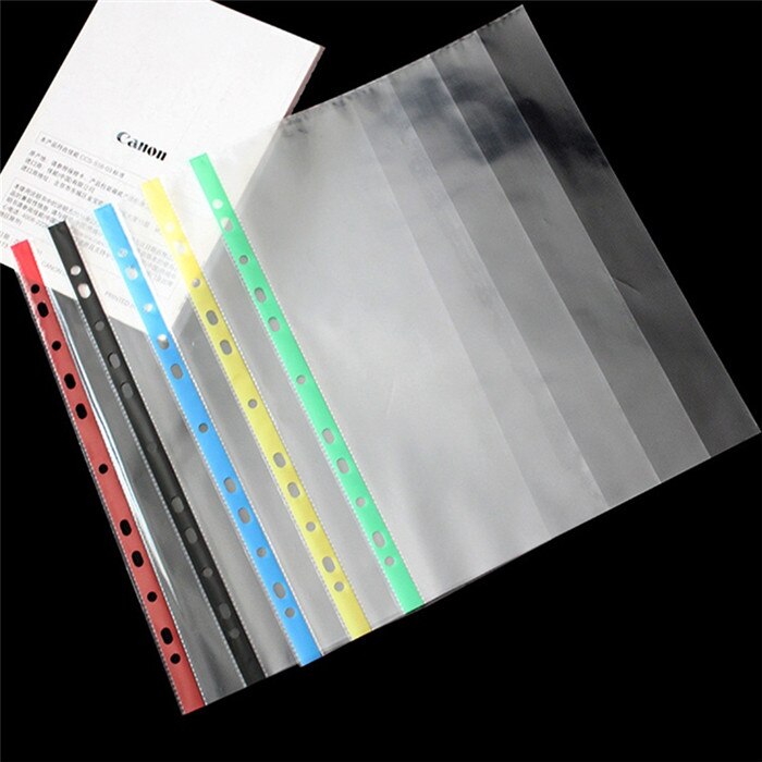 10pcs 11 Holes A4 Presentation Binder Vertical File Bag Folder Office School Supply Stationery Business Documents Cover Holder: Yellow Side A4 Bag