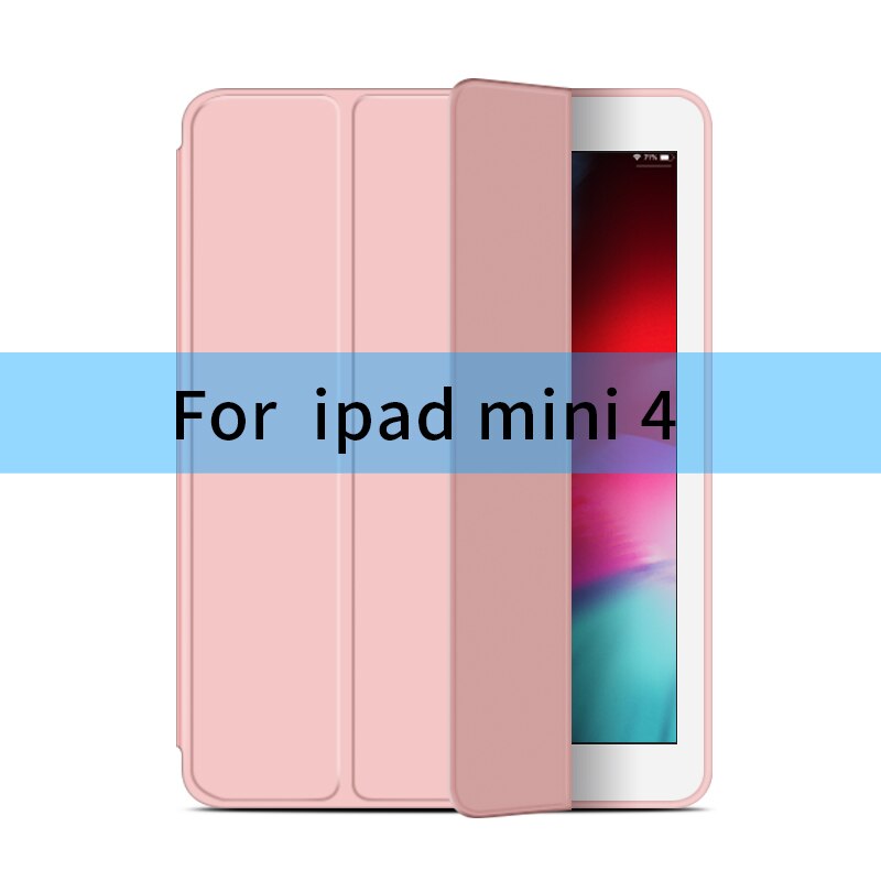 For iPad Air 2 Air 1 Case 9.7 Funda Silicone Soft Back 10.5 Pu Leather Smart Case for iPad mini 1 2 3 4 5 generation Case: mini 4-Pink