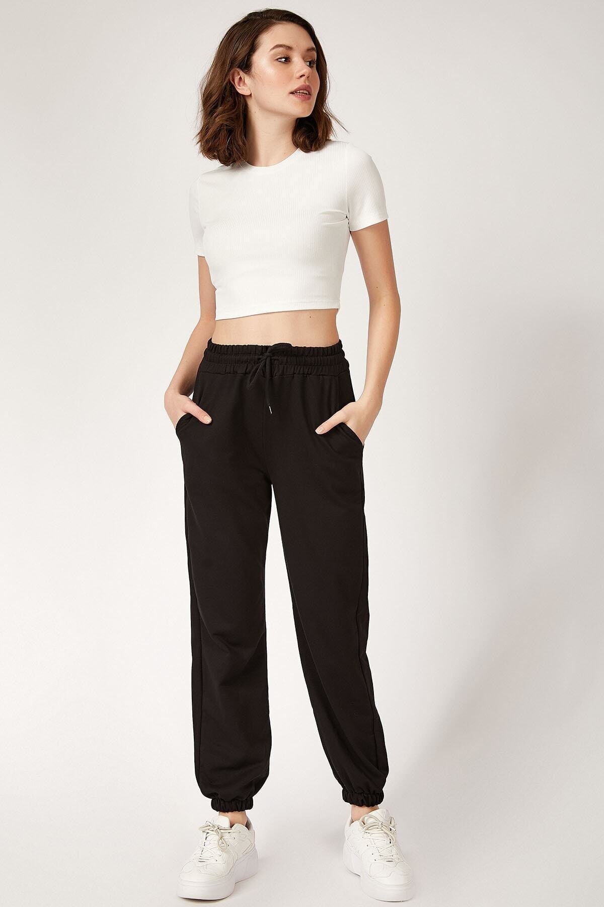 Pantalon de survêtement poche noir femme