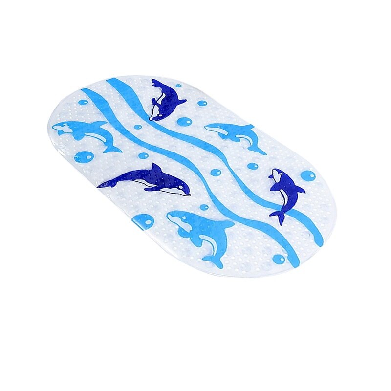 Cute Cartoon Silicone Anti-Skid Baby Bath Mat with Suction Cups Toddler Shower Cushion Bathtub Sponge Pad Bath Seat Kid Bath Car: Dolphin