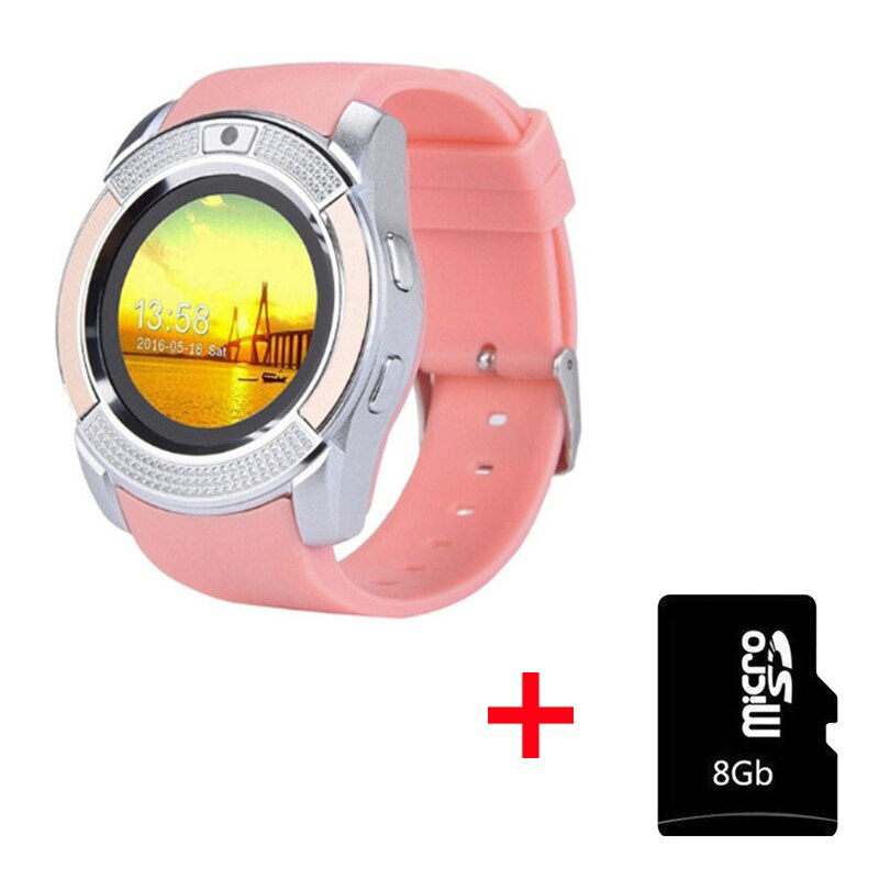 Männer V8 Interaktive Musik Smart Uhr Antwort Call Dial Call-Support TF Sim Karte Sport Smartwatch Armband Mit Kamera VS DZ09: V8 Pink 8G Card-12