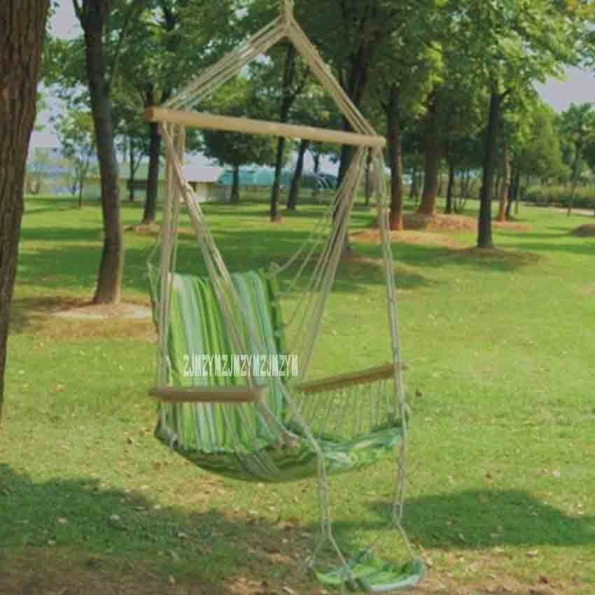 Outdoor Garden Hammock with Wooden Stand Swing Hanging Bed for Patio White