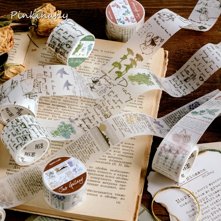 Vintage ormbunkeväxter samling bullet journal washi tejp självhäftande tejp gör-det-själv scrapbooking klistermärke etikett japansk maskeringstejp