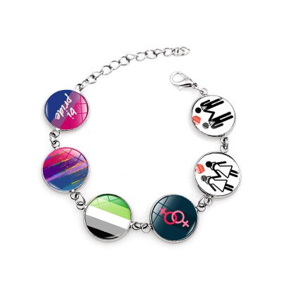 FIMAODZ – Bracelet arc-en-ciel pour femmes et hommes, avec Photo en verre imprimée, pour couples lesbiennes et homosexuels: Style 6