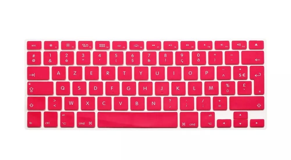 Silicone French Keyboard Cover For Macbook Air Pro Retina 13 15 17 Protector for Mac book keyboard France EU Euro AZERTY: Pink