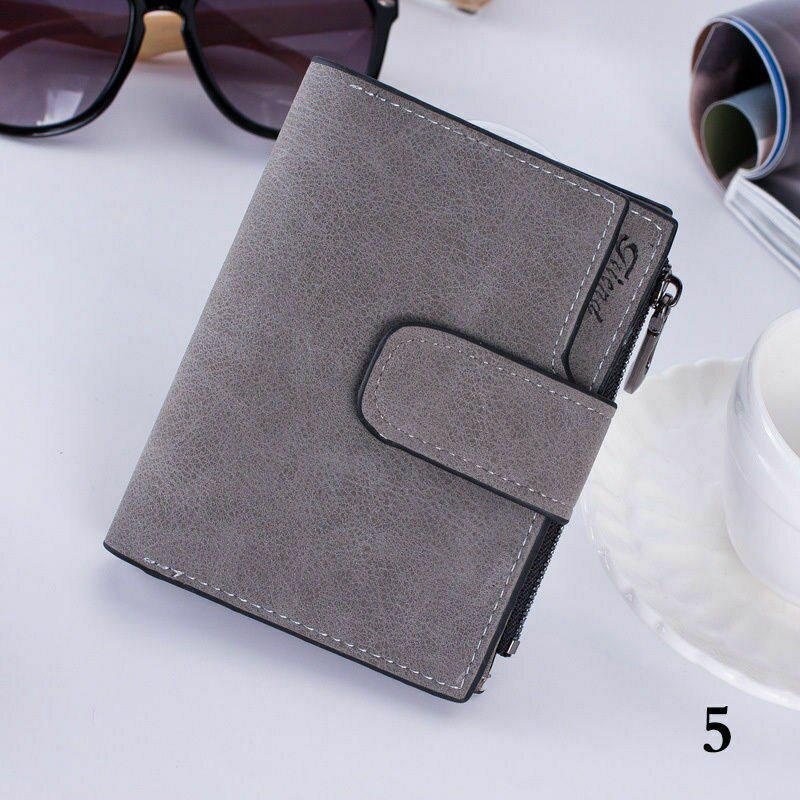 Brand Stylish Women Girls Leather Wallet Card Holder Coin Purse Clutch Small Handbag: Gray