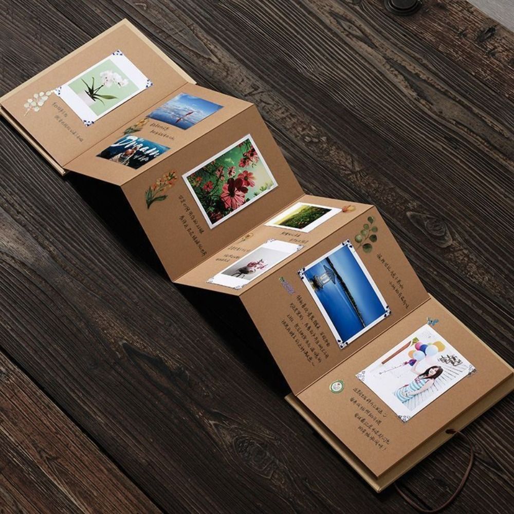 Álbum de fotos de acordeón plegable, de papel Kraft, sesión fotográfica, libro de fotos sorpresa, manualidades de grafiti, sorpresa DIY para familia