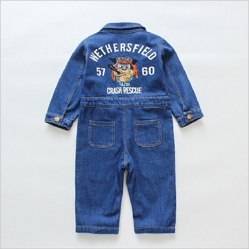 Lente En Herfst Babykleertjes Kinderen Jongens Meisjes Romper Katoen Cartoon Denim Romper Jumpsuit Lange Mouwen Kinderen Kleding Outfits