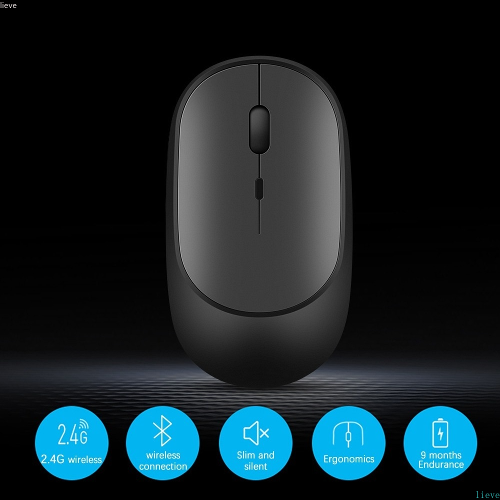 Mouse Bluetooth Wireless per MacBook PC iPad Computer ricaricabile Dual mode Bluetooth + USB Mous, Mouse Wireless silenzioso ergonomico