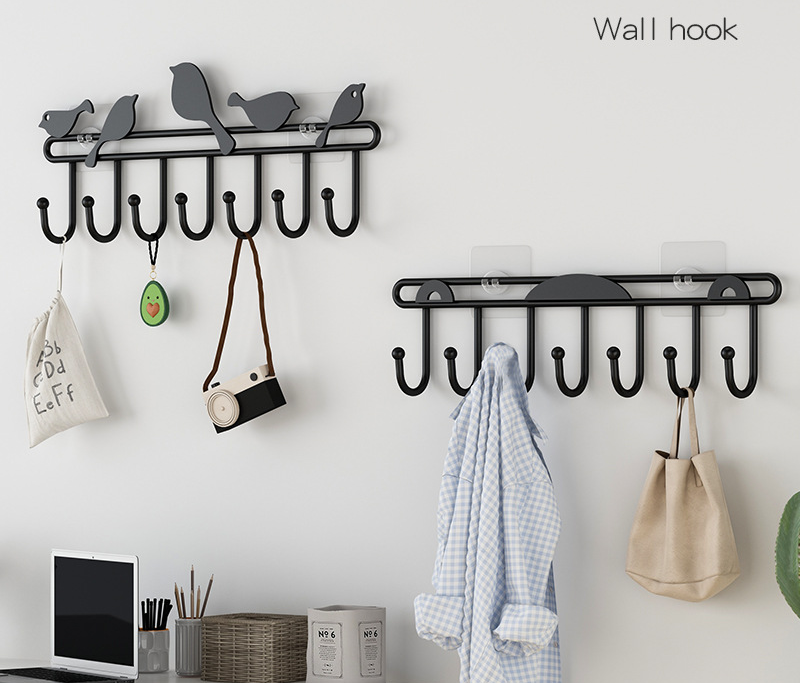 Self Adhesive Hooks Cat Bird Squirrel Pattern Storage Holder for Bathroom Kitchen Hanger Iron Wall Hanging Door Coat Racks