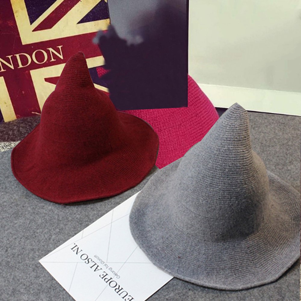 1 Pc solidny kolor wełna spiczasty czarodziej kapelusz kobiety Cosplay czarownica kapelusz impreza kieszonkowe dzieci Halloween dekoracja