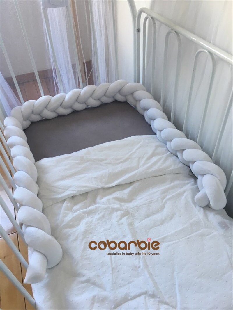 100 Cm Gevlochten Crib Bumpers + Knoop Kussen Kussen, Kwekerij Beddengoed, Cot Kamer Dector