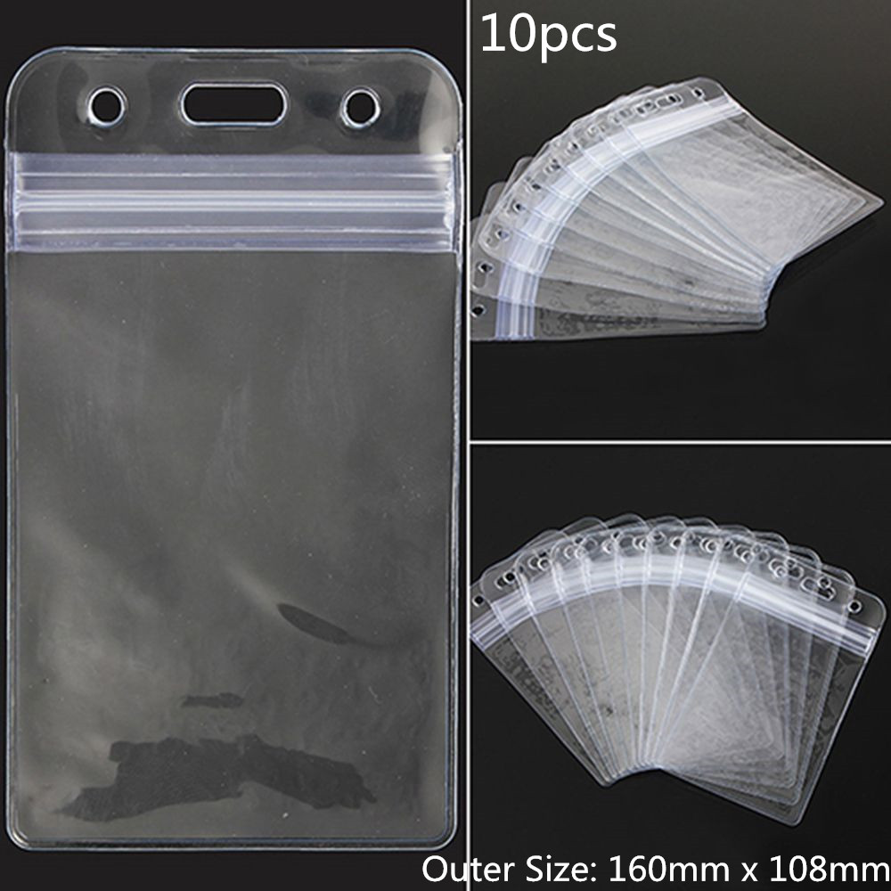 Lot of 10 Horizontal Transparent Vinyl Plastic ID Card Badge Holder Bank Card Badge Holders Name Card Holders With Zipper: 806