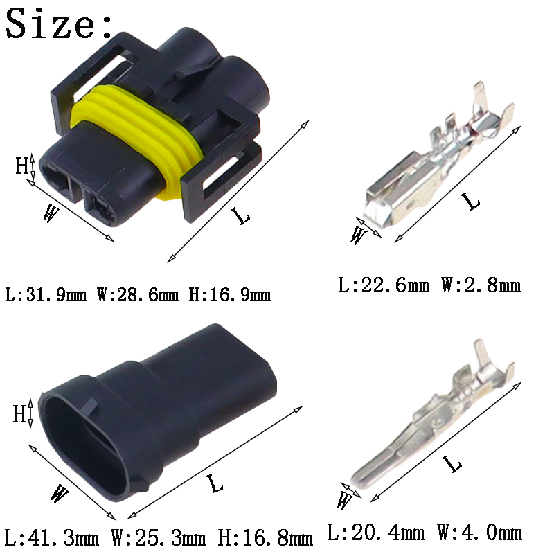 5 Set Delphi 2 Pin Female And Male Connector Fog Lamp Light H11 H8 H9 Lamp Socket