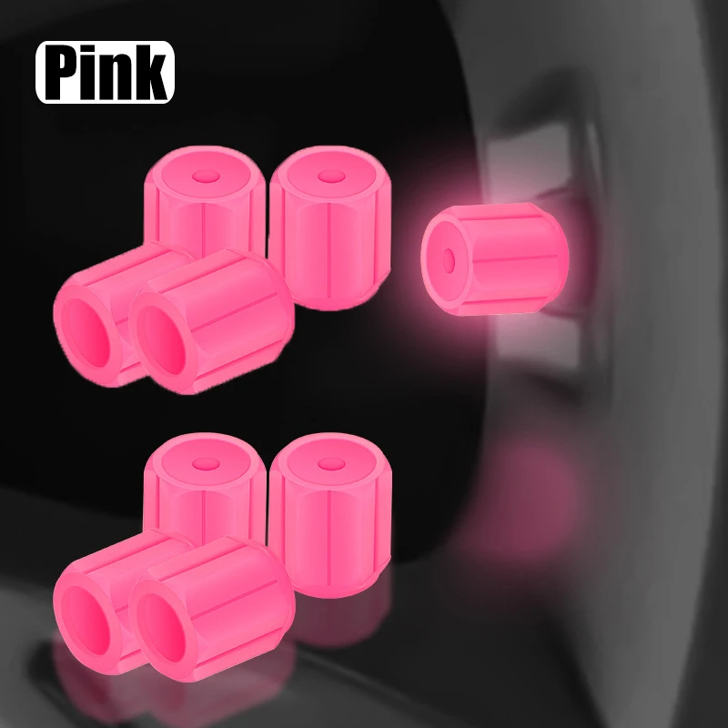 Luminous Car Tire Valve Caps Plastic Red Motorcycle Bike Tyre Valve Caps Wheel Hub Glow Decoration Dustproof Tyre Rim Stem Cover: Red