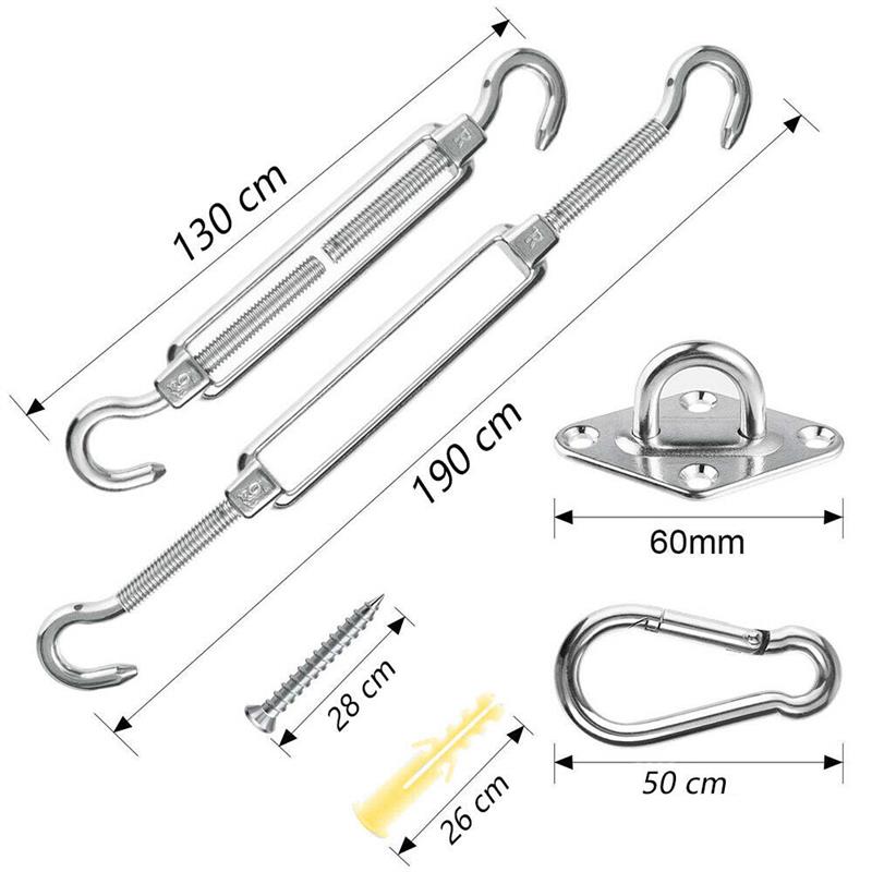 Shade Sail Shade Nets Accessories Stainless Steel Awning Accessories Diamond Clasp Snap Hook Baskets Bolt Rings