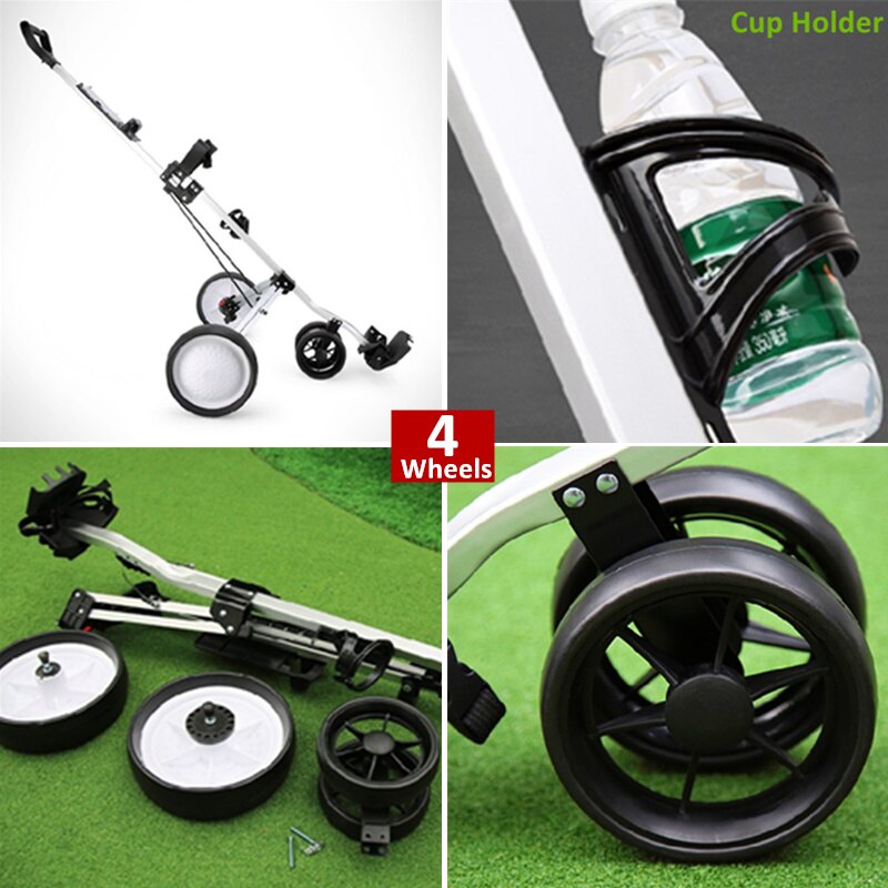 JayCreer 3 Wheels Or 2+2 Wheels Portable Folding Golf Pull Push Carts