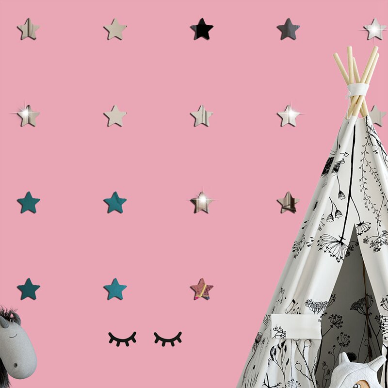100 piezas acrílico 3D espejo estrellas pegatina de pared para habitaciones de niños decoración del hogar estrellas lindas pared calcomanía guardería bebé dormitorio acrílico Mural