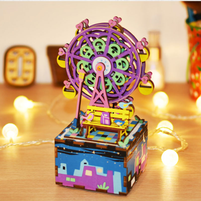 Robotime di Music Box FAI DA TE 3D Puzzle Di Legno Giocattoli Musicali Montare Corredi di Costruzione di Modello Giocattoli per I Bambini Bambini Regalo di Compleanno Per Adulti