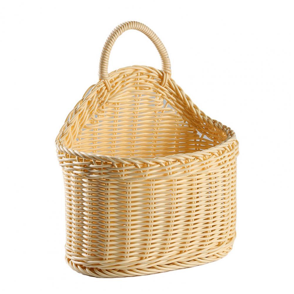 Panier de rangement en rotin multicolore, joli panier de rangement en osier, avec poignée, durable: Beige Yellow