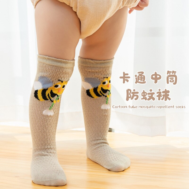 Strumpfhosen verlieren Dünne Baumwolle Gittergewebe Baby Mittleren Rohr Socken für Kleinkinder und freundlicher Heelless Karikatur Mückenschutz Lange Socken