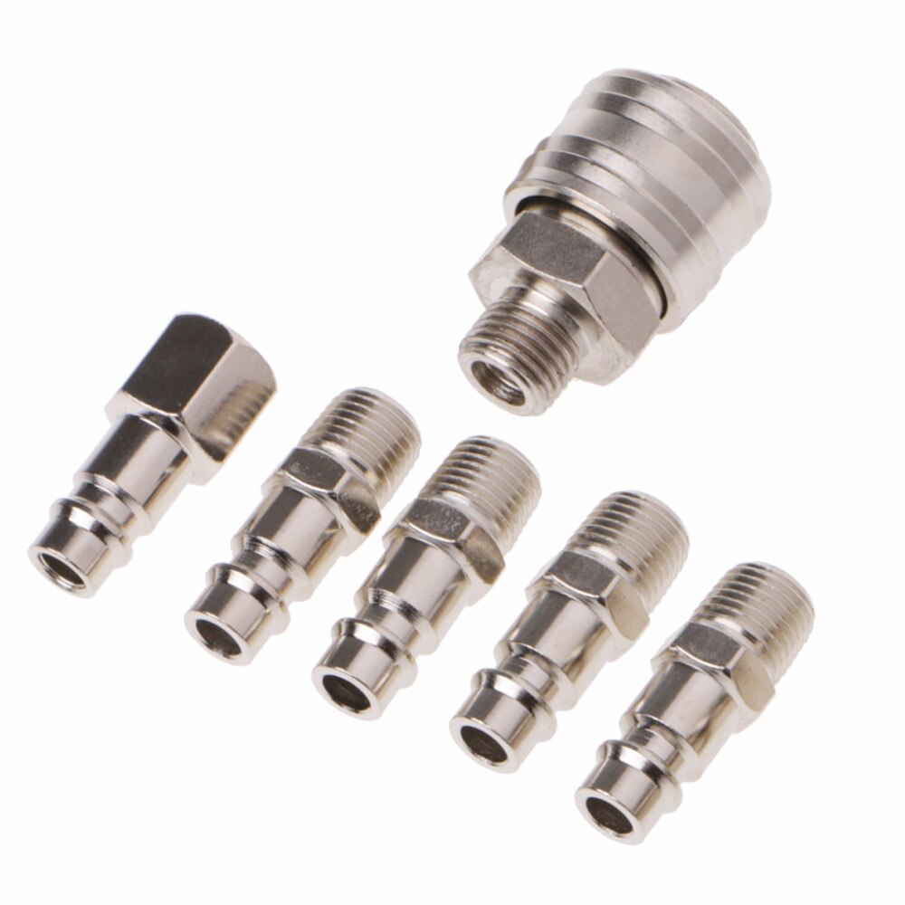 6 Pcs EURO Air Line Hose Compressor Fitting Connector Quick Release Set 1/4" BSP M03