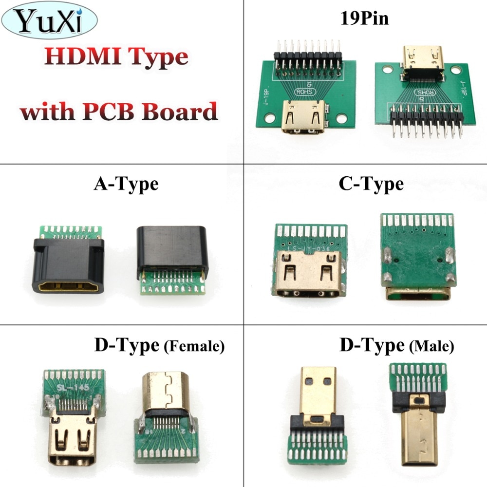 YuXi HDMI C Type/EEN Type/D Type 19Pin vrouwelijke connector Mini hdmi vrouwelijke socket Test board Met PCB board 19 Pin