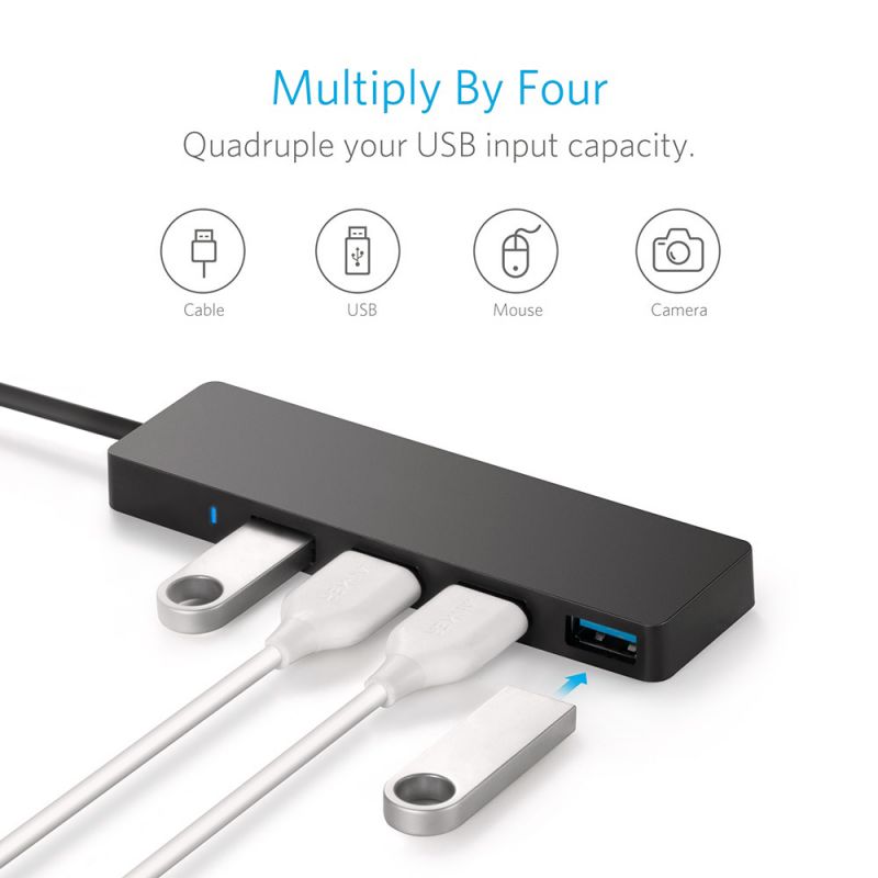 4- p usb hubs usb 3.0 ultra slim data hub til macbook/mac pro/mini imac surface pro xps notebook pc usb anker mærke
